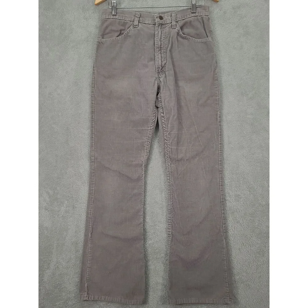 Vintage Sears Thumbs Up Corduroy Pants Gray Mens ‎ 32L Trim Fit Flared